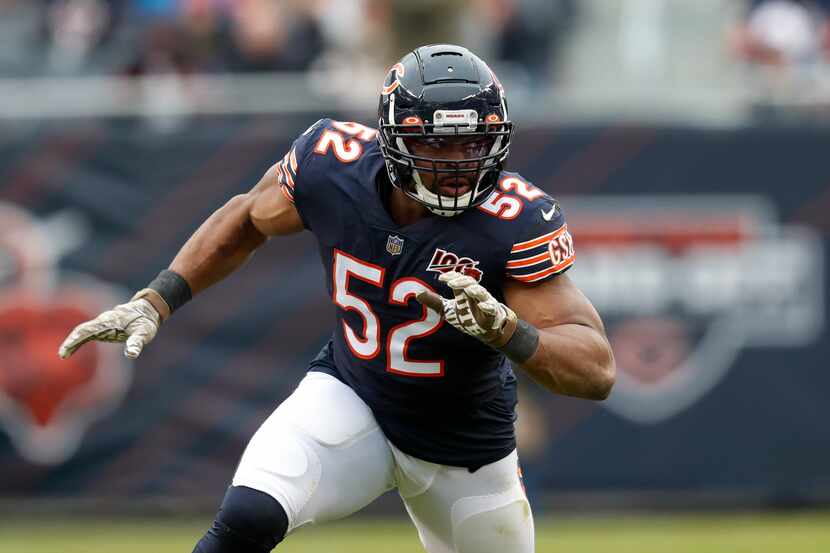 Chicago Bears outside linebacker Khalil Mack rushes against the Detroit Lions during the...