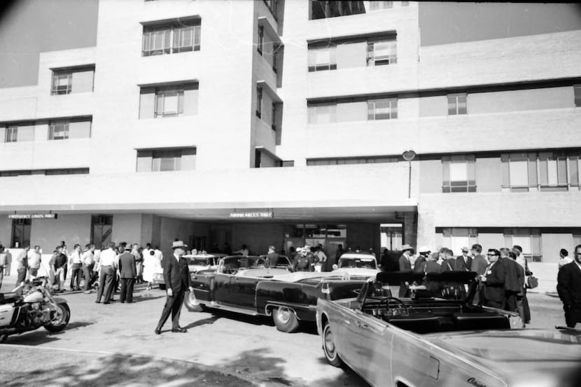 The scene outside Parkland Memorial Hospital after President John F. Kennedy was shot on...