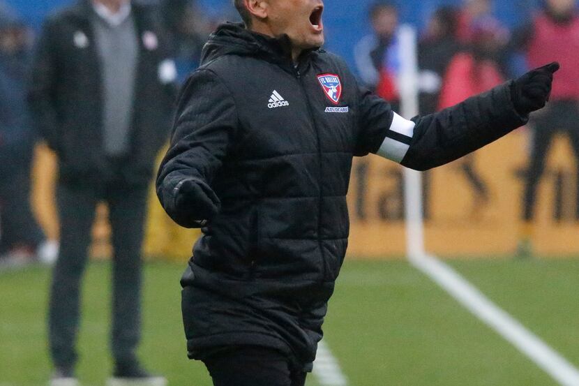 FC Dallas head coach Luchi Gonzalez reacts to play during the first half as FC Dallas hosted...