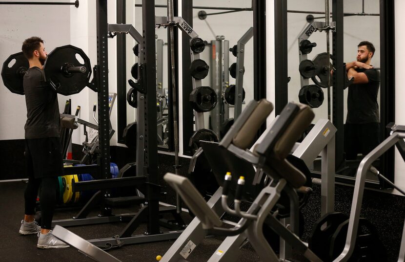 Texas Rangers first baseman Joey Gallo works out at Boras Sports Training Institute during...