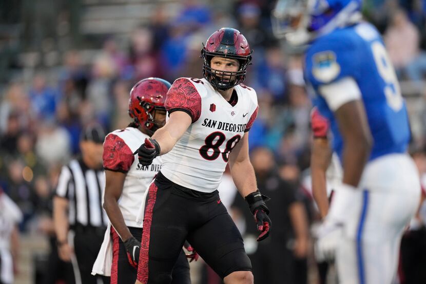 San Diego State tight end Daniel Bellinger in the first half of an NCAA college football...