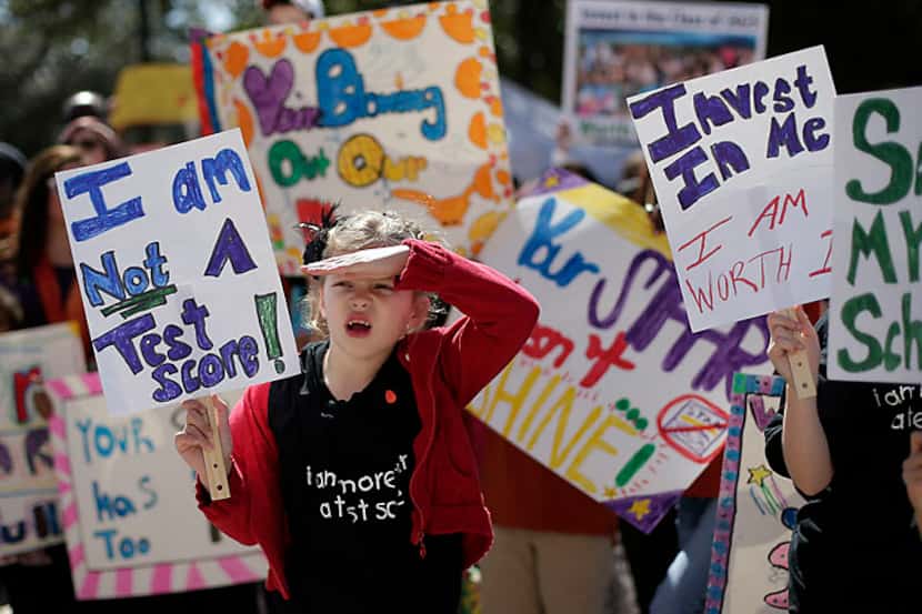  Demonstrators participate in a rally supporting Texas public schools in February 2013 in...