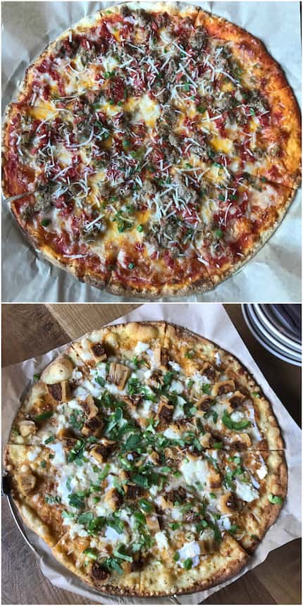 Top: The Trump Meatloaf Pie, Bottom: Clinton Ancho Pork Tamale Pizza 