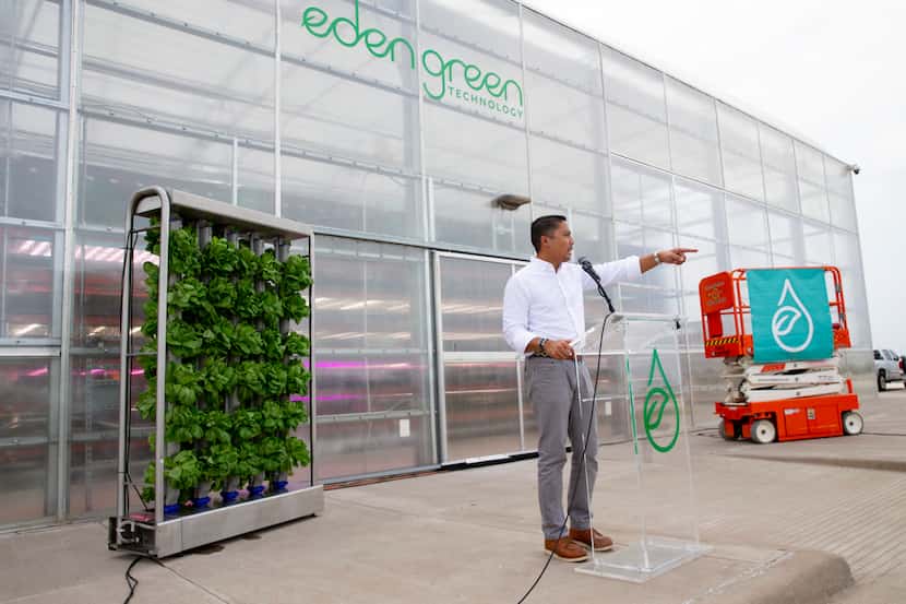 Eden Green CEO Eddy Badrina speaks during the groundbreaking for the company’s new...