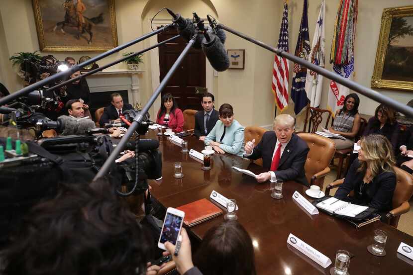 President Donald Trump met with small business owners Monday at the White House. (Chip...