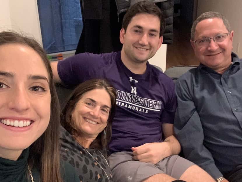 Rachel Hersh (left) is shown with her mom, Julie, brother Daniel, and dad, Ken, in 2019 when...