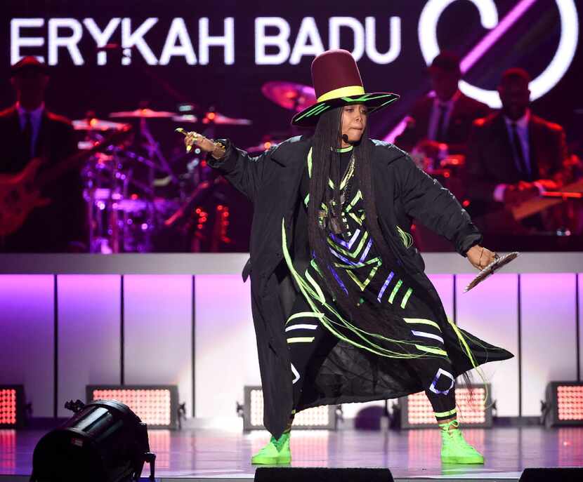 Host Erykah Badu performs onstage during the 2016 Soul Train Awards on Nov. 6, 2016, in Las...