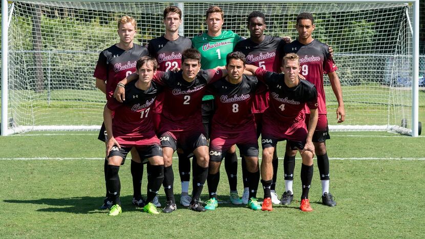 A College of Charleston starting XI, Cesar Murillo is wearing the #2 in the front row.