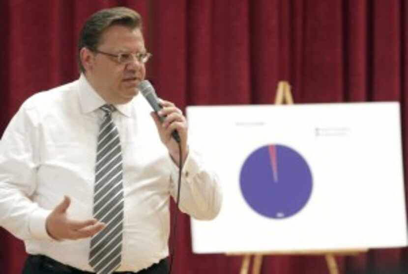 Herb Gears served six years as Irving's mayor. Here, he presents a pie chart on an unrelated...