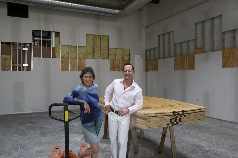 Joan Davidow and her son, Seth Davidow stand in their new art gallery located in the...