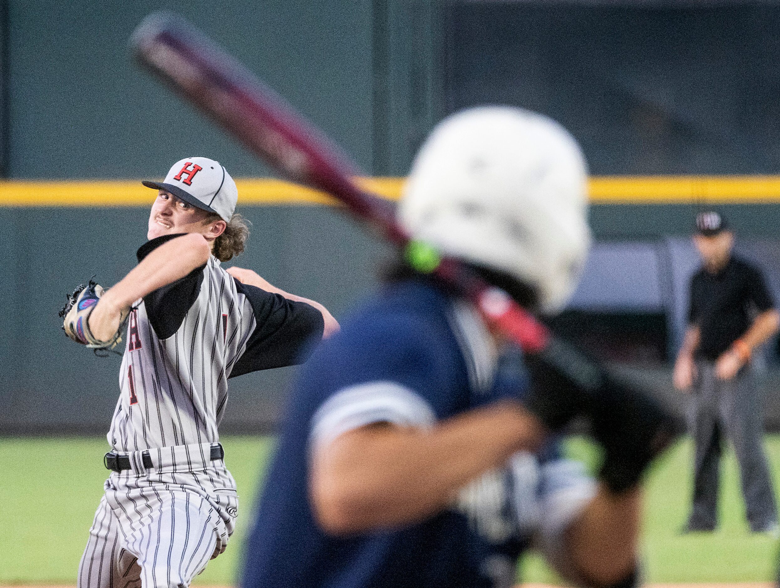 Rockwell-Heath, Baylor Baumann, (1), pitches against Comal Smithson Valley David DeHoyos,...