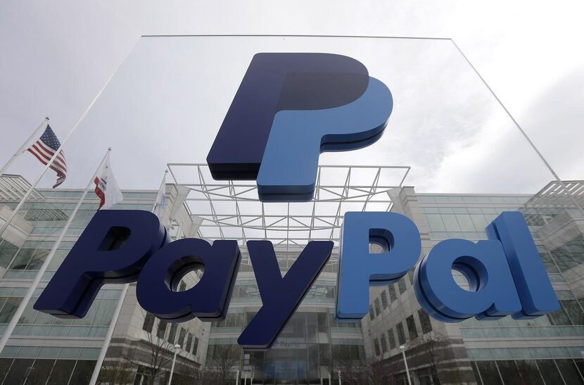 
FILE - This March 10, 2015, file photo, shows signage outside PayPal's headquarters in San...