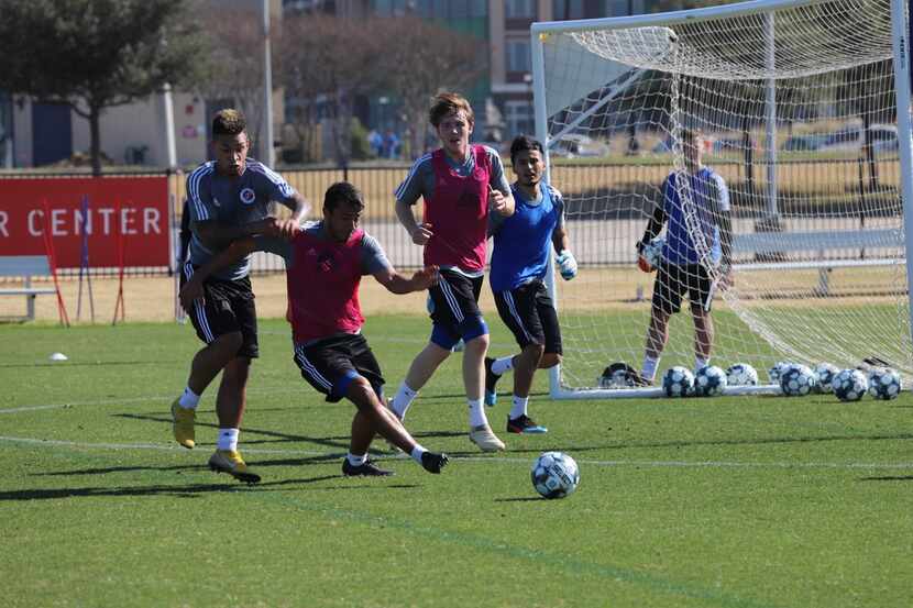 North Texas camp trialists play 7v7 in their first ever training session. (2-4-19)