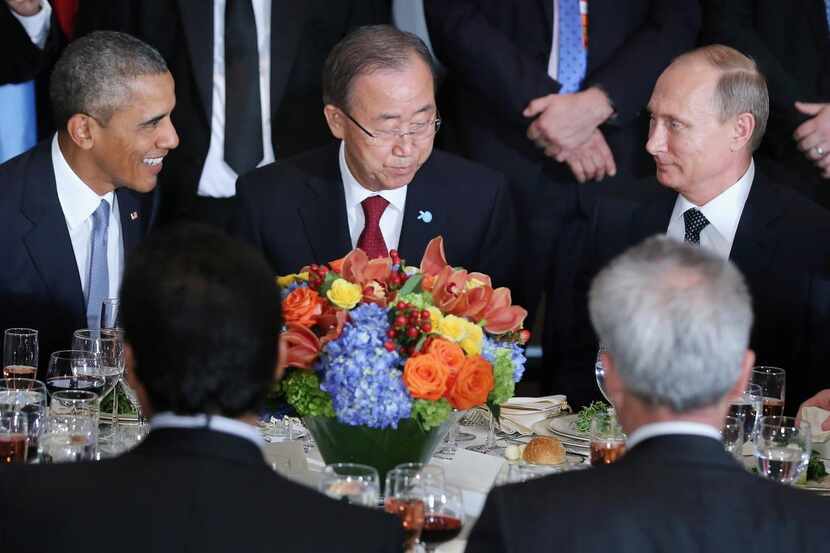 President Barack Obama,  U.N. Secretary-General Ban Ki-moon and Russian President Vladimir...