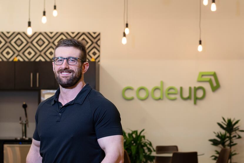 Kole Morgan, 32, one of the students at Codeup Dallas, inside their training center in...