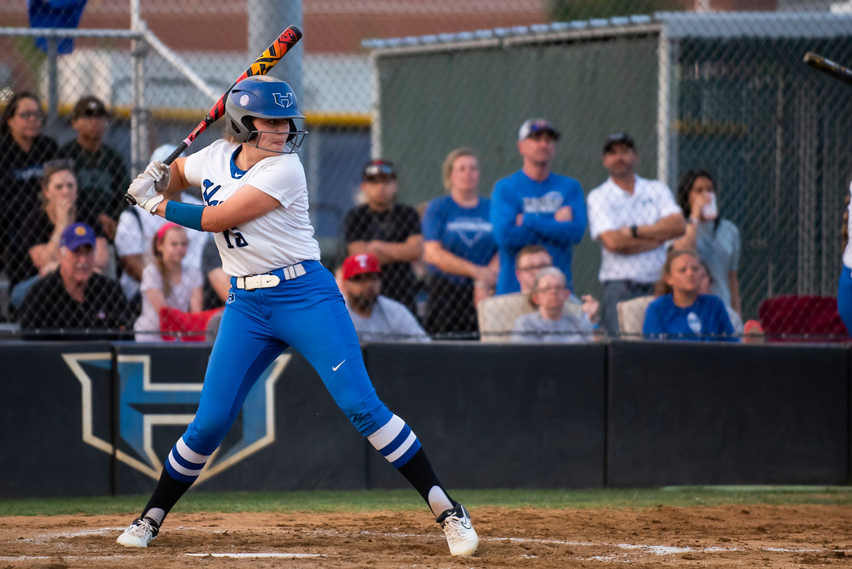 Hebron catcher Zoe Bowen (15) gets ready for her at-bat during the District 6-6A title game...