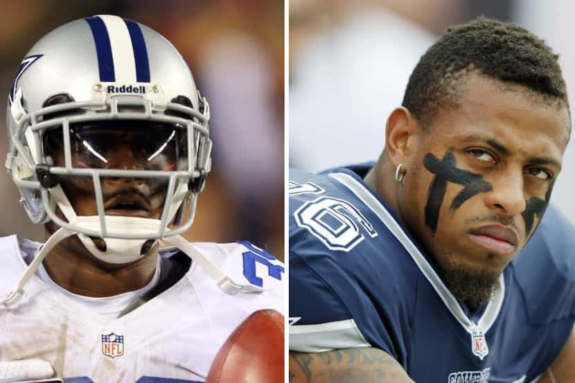 Former Dallas Cowboys Brandon Carr (left) and Greg Hardy (right).
