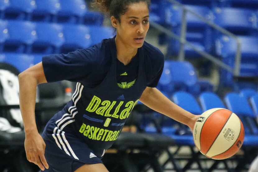 Dallas Wings guard Skylar Diggins-Smith is pictured during Dallas Wings training camp at...