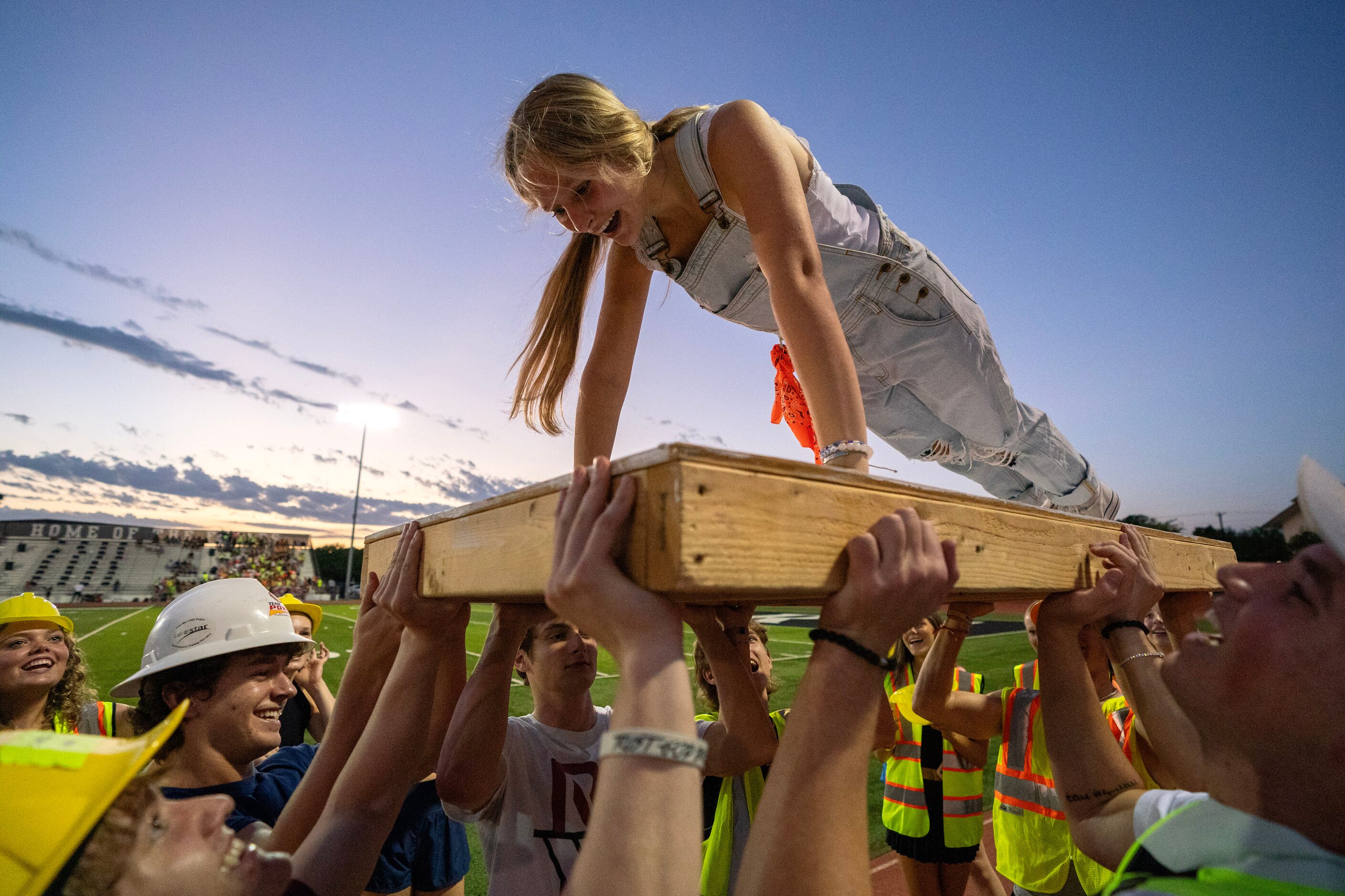 Argyle Liberty Christian senior Anouk Tubeileh does pushups on the sidelines after a...