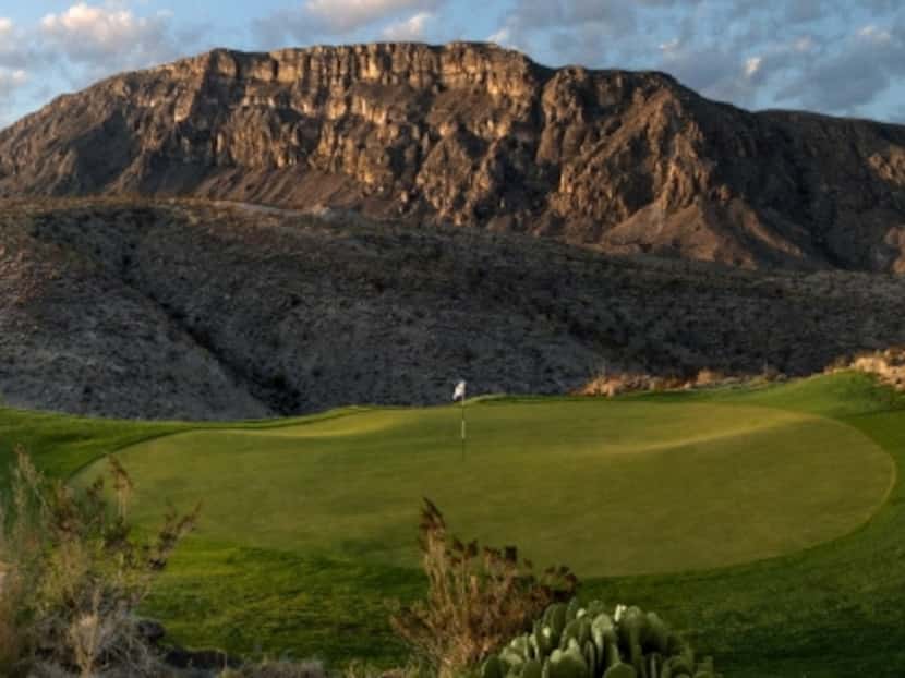 The drive on the 444-yard No. 7 at Black Jack's Crossing in Lajitas, Texas, is downhill to a...