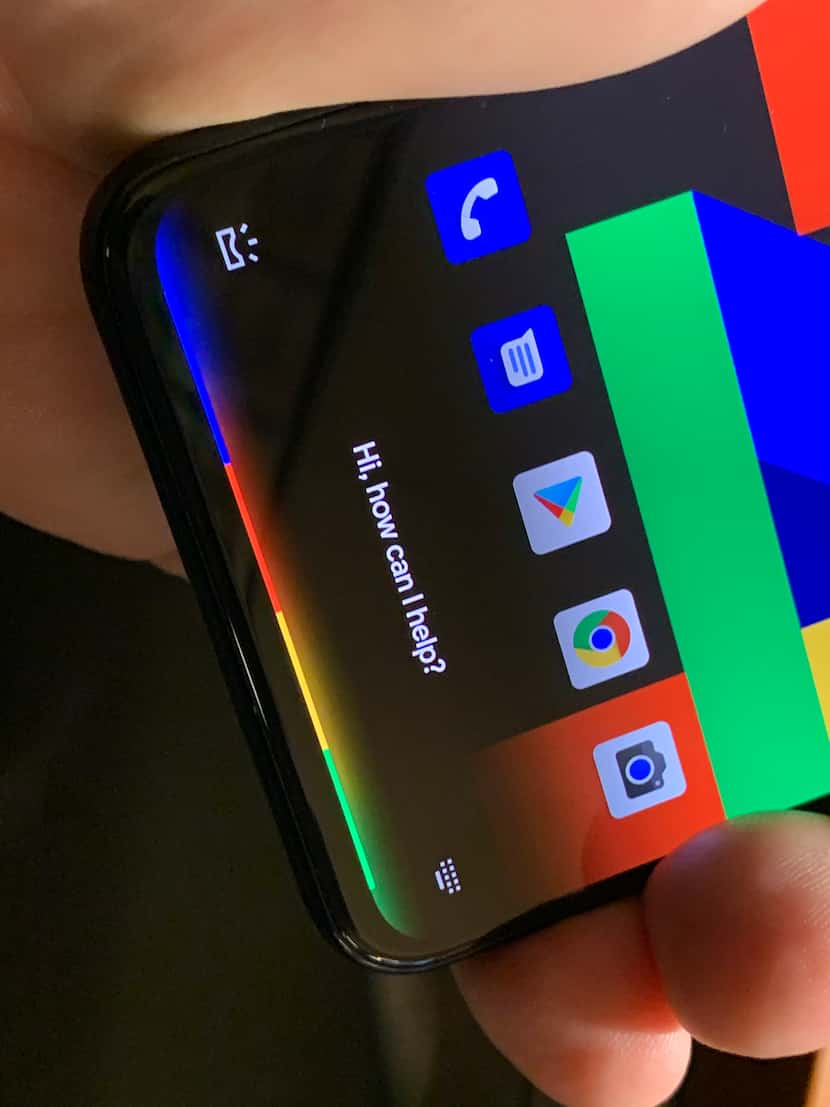 The new Google Assistant appears at the bottom of the Pixel 4 XL's screen when you squeeze...