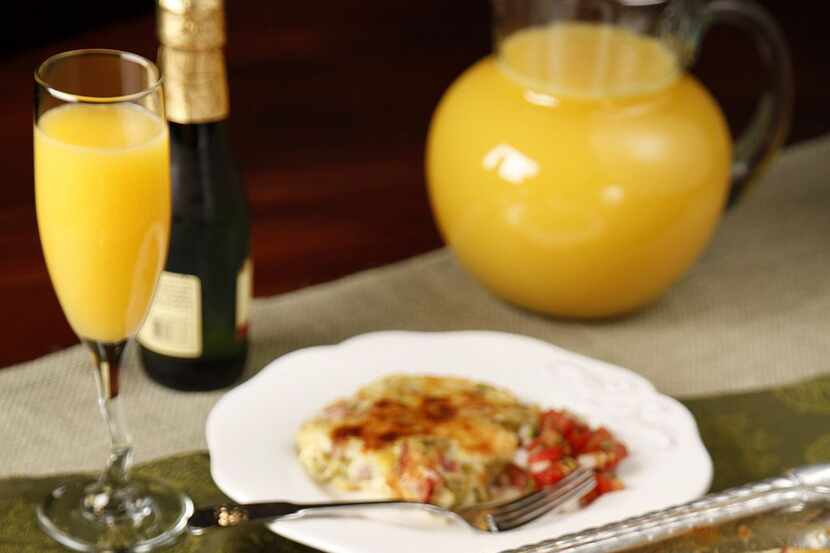 Eggs, Canadian bacon, cheese, chiles: This strata recipe is easy and also makes a good...