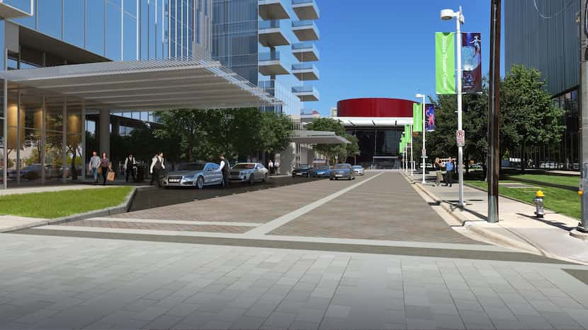 A rendering of the proposed valet parking lanes on Leonard Street in the Arts District. 
