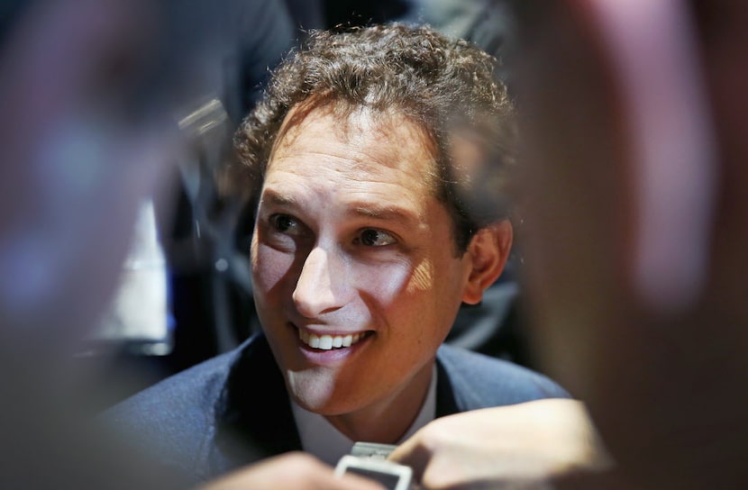 DETROIT, MI - JANUARY 13: John Elkann, chairman of Fiat, fields questions following...