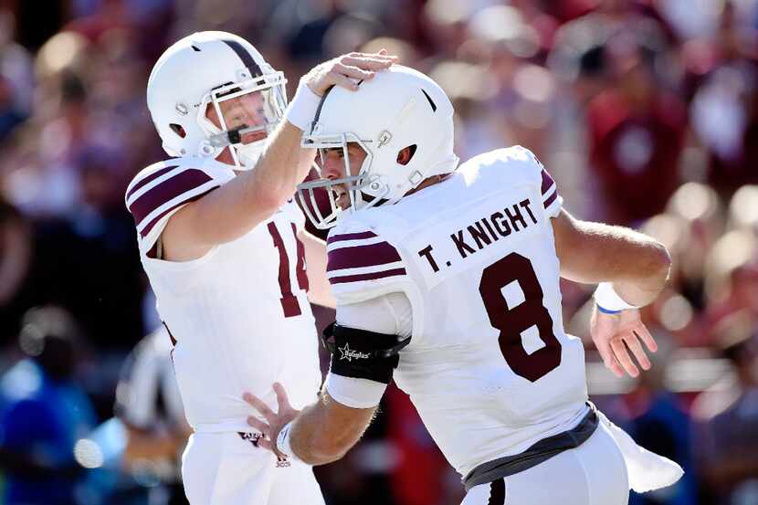 COLUMBIA, SC - OCTOBER 1: Quarterback Trevor Knight #8 of the Texas A&M Aggies is...