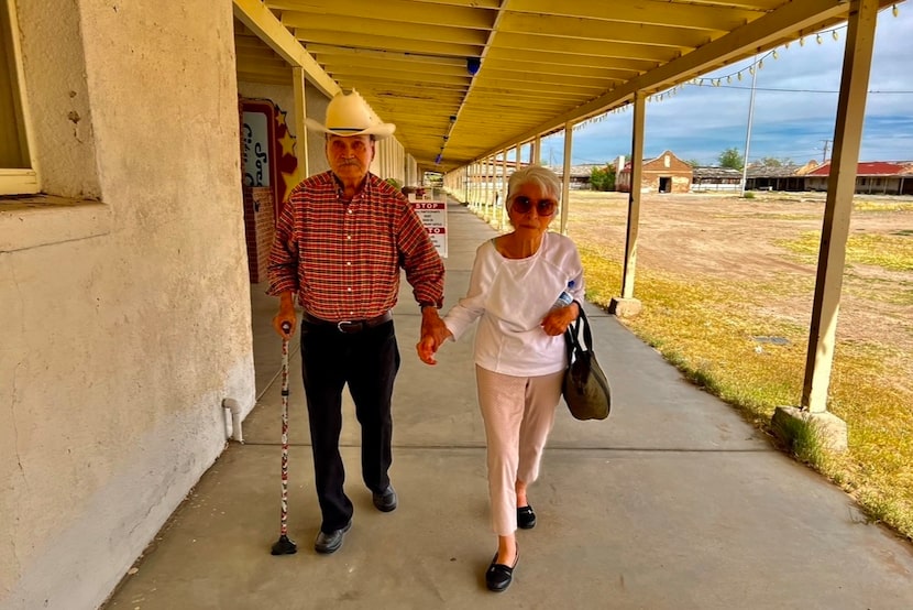 Juan Pablo Corchado and his wife, Herlinda Jimenez de Corchado, visit the bracero camp where...