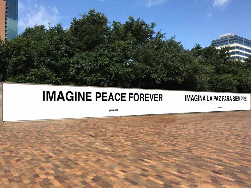 A rendering of new artwork by Yoko Ono. Ono updated her 2001 'Imagine Peace' text-based work...