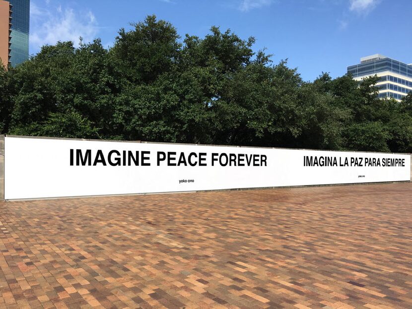 A rendering of new artwork by Yoko Ono. Ono updated her 2001 'Imagine Peace' text-based work...