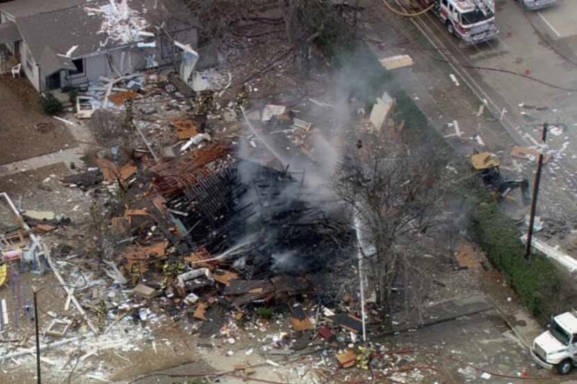 An explosion that occurred after a backhoe caused a gas leak leveled a duplex Friday. The...
