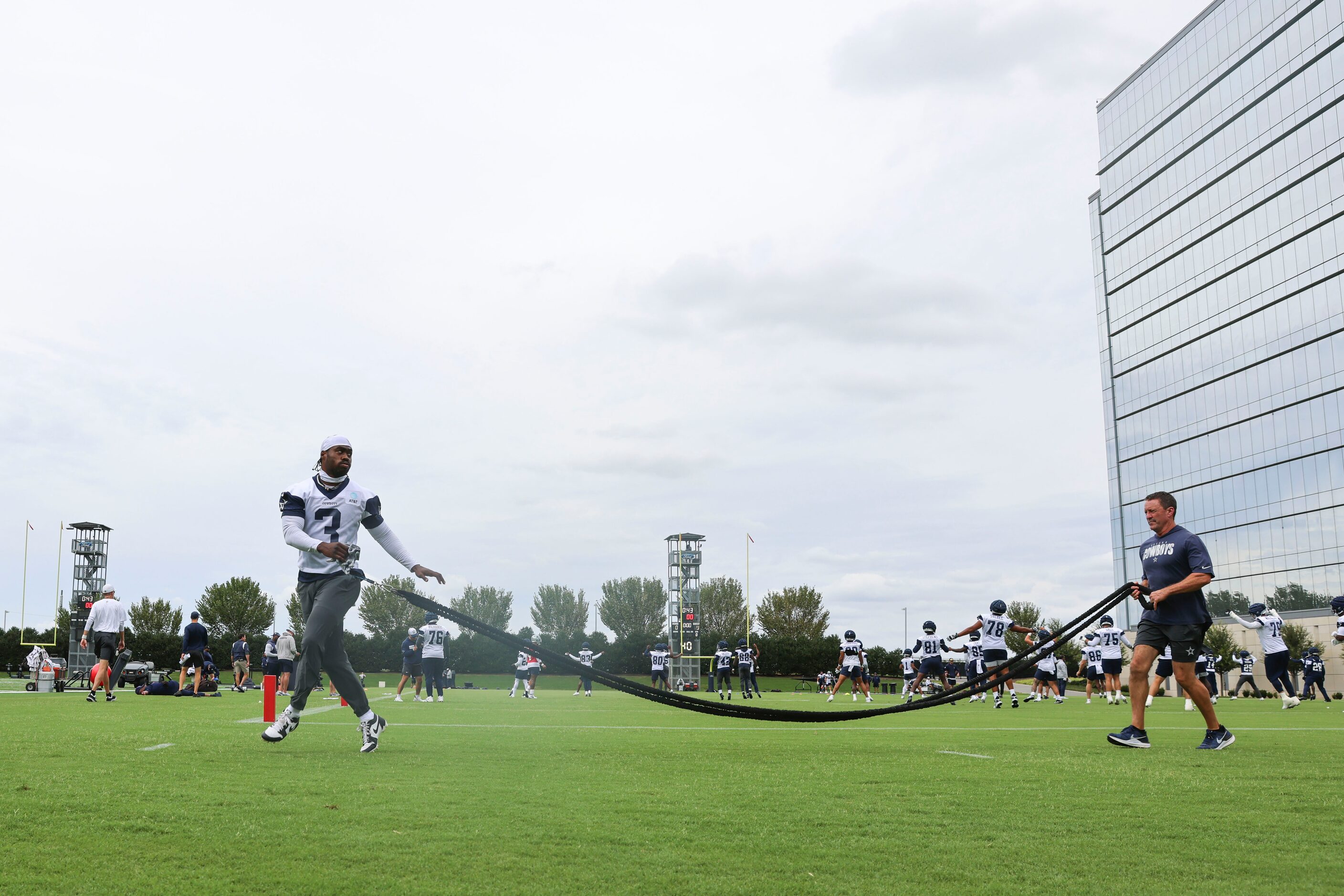 Dallas Cowboys wide receiver Brandin Cooks (3) takes part in a drill during a team practice,...