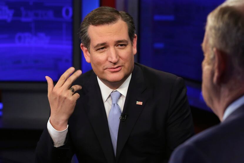 Republican presidential candidate Ted Cruz is interviewed by host Bill O'Reilly during "The...