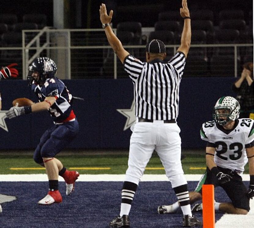 Allen receiver Chase Gambill (24) caught a last second touchdown pass to send it to overtime...