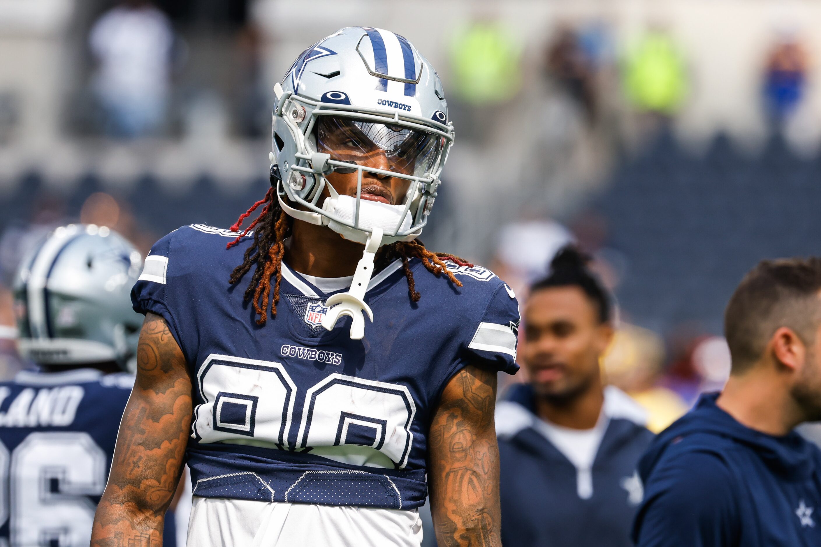 Dallas Cowboys wide receiver CeeDee Lamb (88) during warmup at the SoFi Stadium in Los...