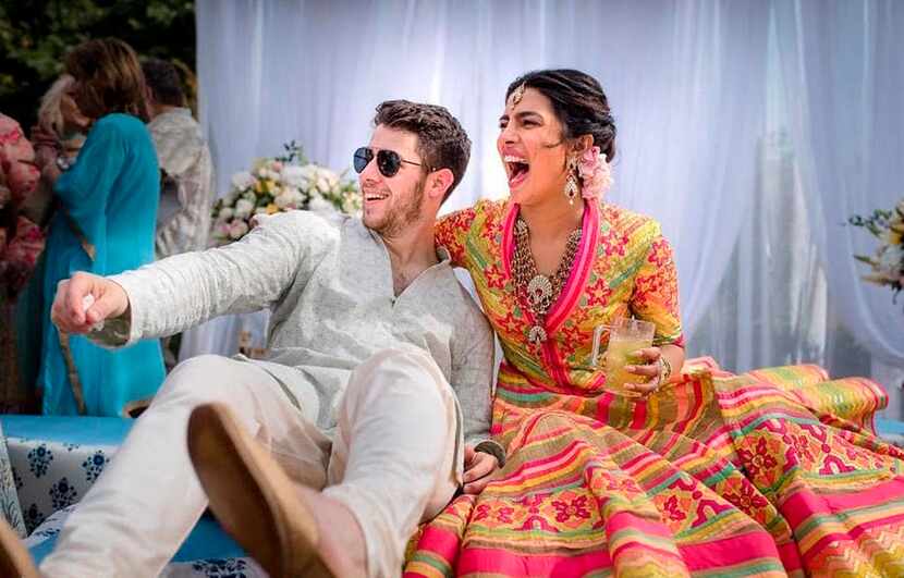 In this handout photo released by Raindrop Media, Bollywood actress Priyanka Chopra and Nick...