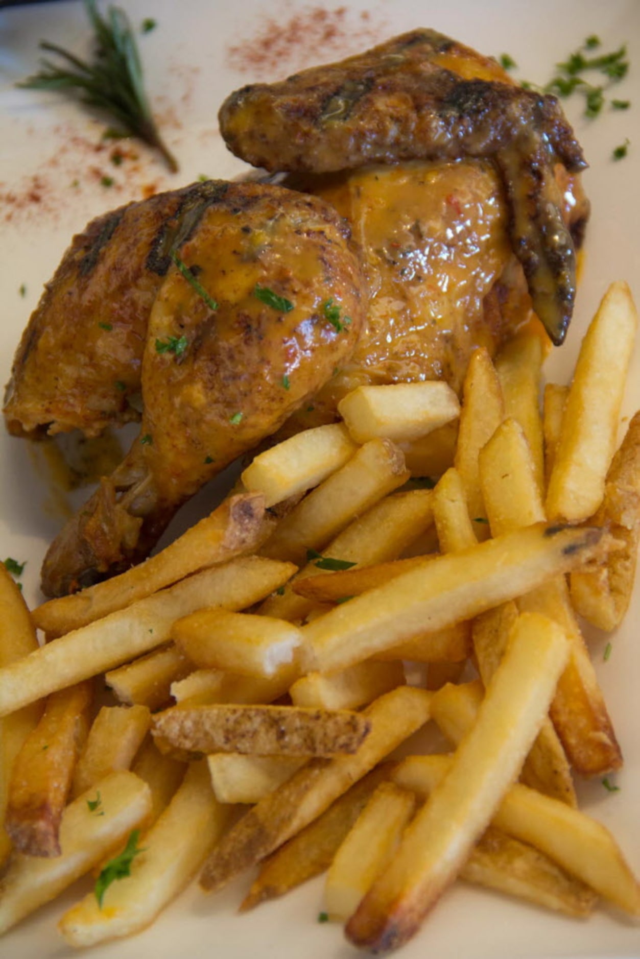 Nazca roasted half chicken with papas fritas was an opening day menu item at Nazca Kitchen...