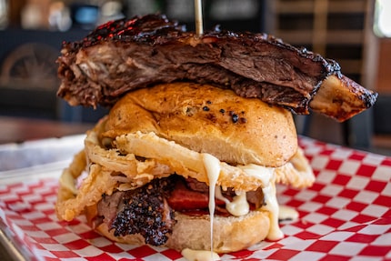 The Texan is a monster of a barbecue sandwich, with three kinds of meat, onion strings and...