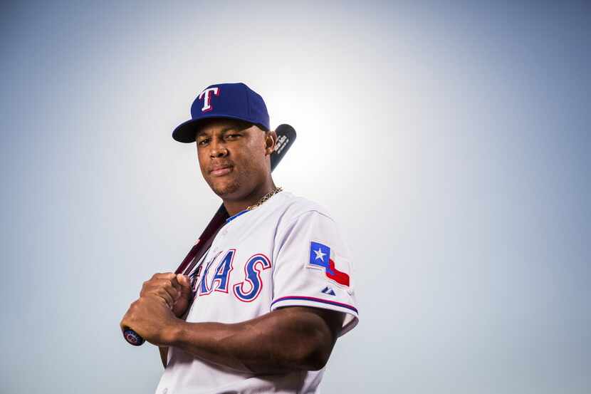 Texas Rangers third baseman Adrian Beltre photographed during spring training photo day at...