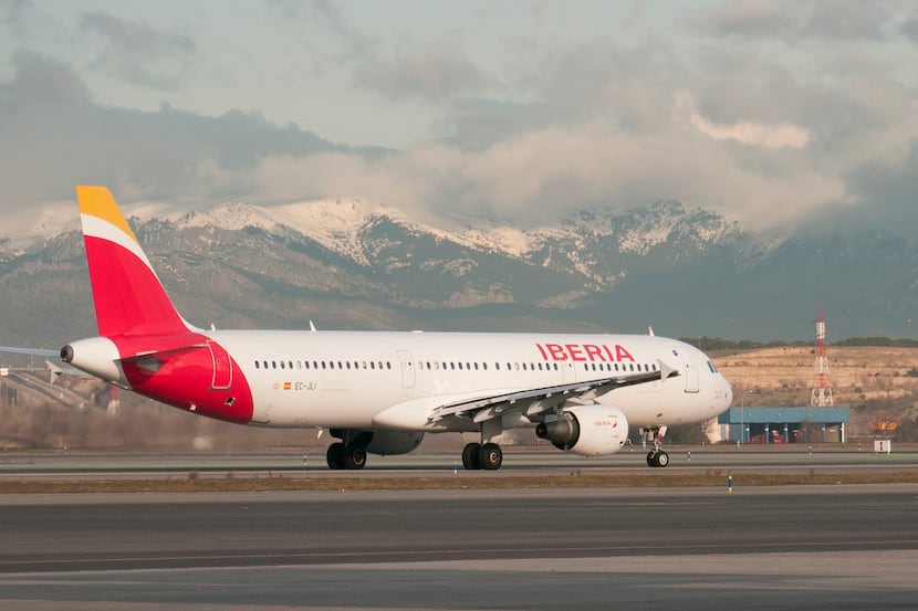 An Iberia Airways Airbus A321 takes off in Madrid.