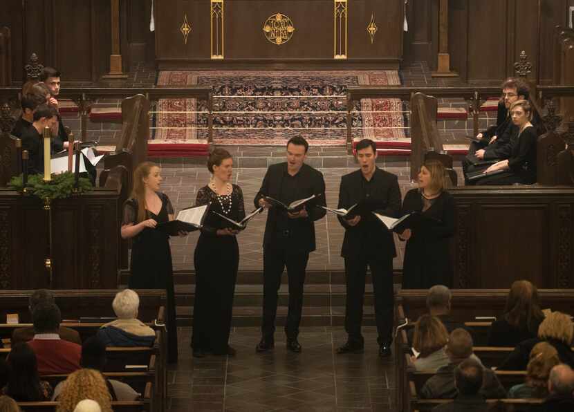 Members of Stile Antico, a British vocal ensemble, perform at Church of the Incarnation on...