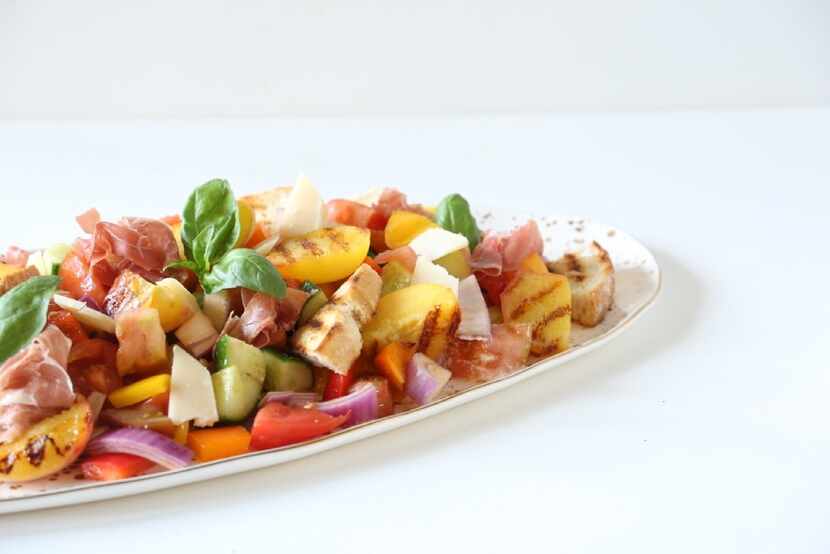 Grilled Peach & Prosciutto Panzanella Salad