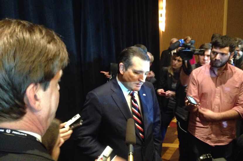  Presidential candidate Ted Cruz speaks to reporters after an event at the Gaylord Opryland...