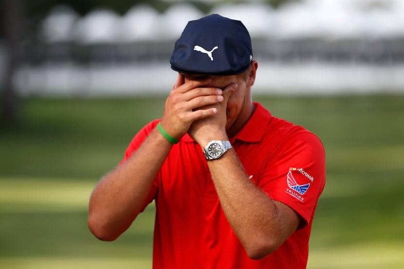 SILVIS, IL - JULY 16: Bryson DeChambeau is overcome with emotion after learning the late...