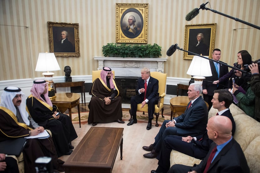 President Trump meets with Saudi Defense Minister and Deputy Crown Prince Mohammed bin...