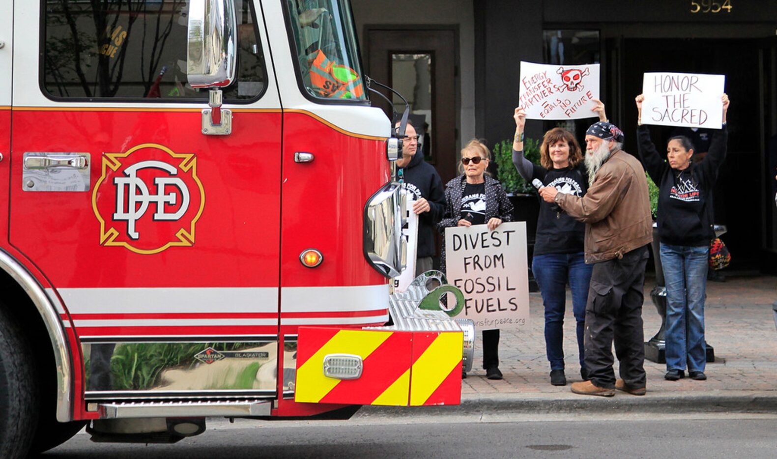 The Dallas Fire-Rescue responded to the Hilton Hotel as indigenous  and environmental groups...