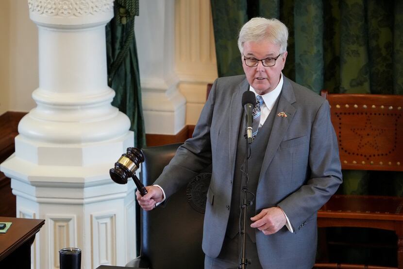 Lt. Gov. Dan Patrick presides over the Senate at the Capitol on the first day of the 88th...