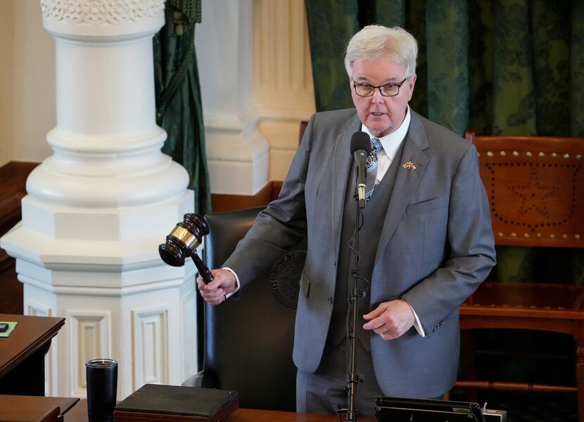 Lt. Gov. Dan Patrick presides over the Senate at the Capitol on the first day of the 88th...